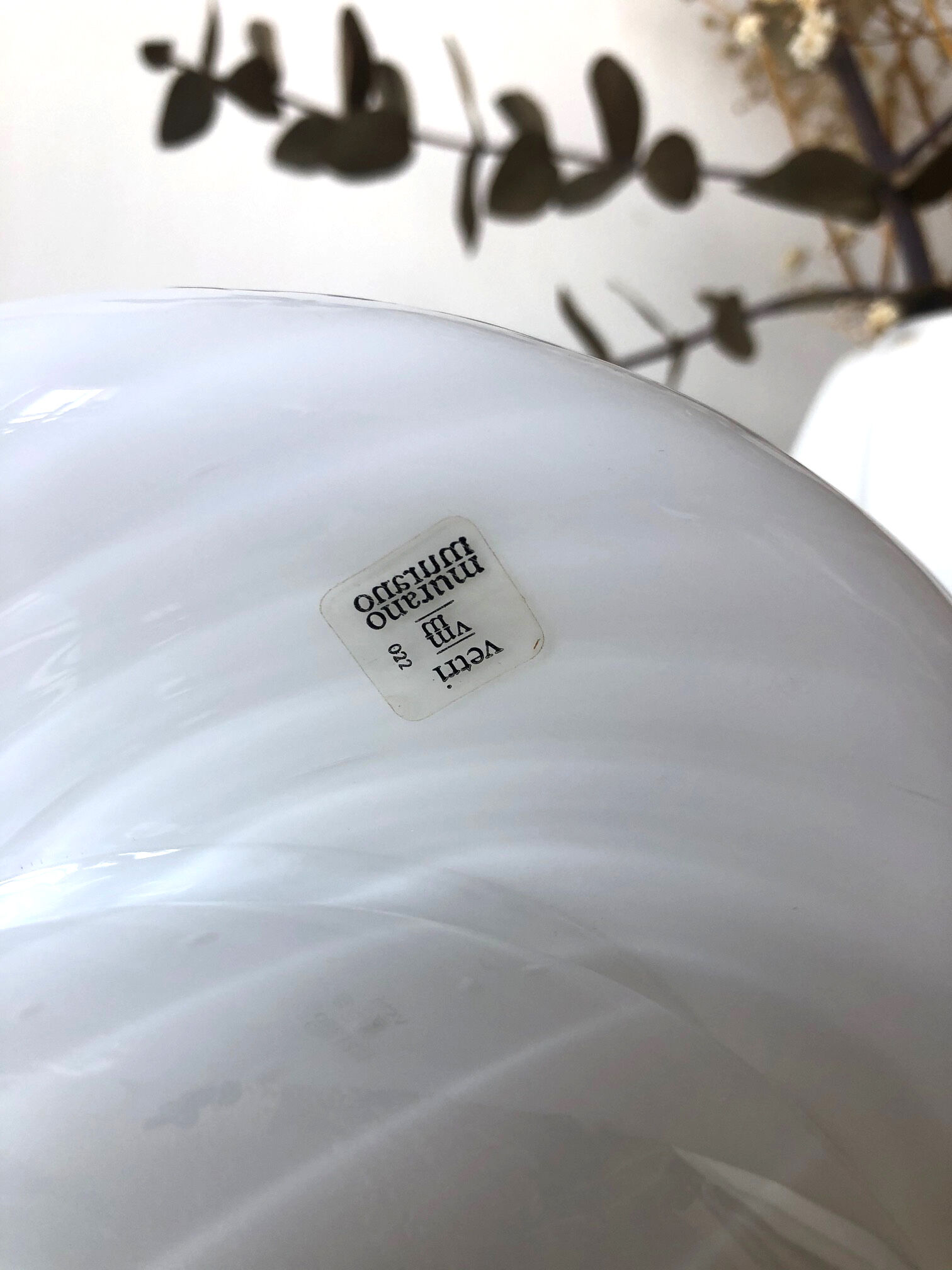Murano "Vetri" white mushroom with touring stripes