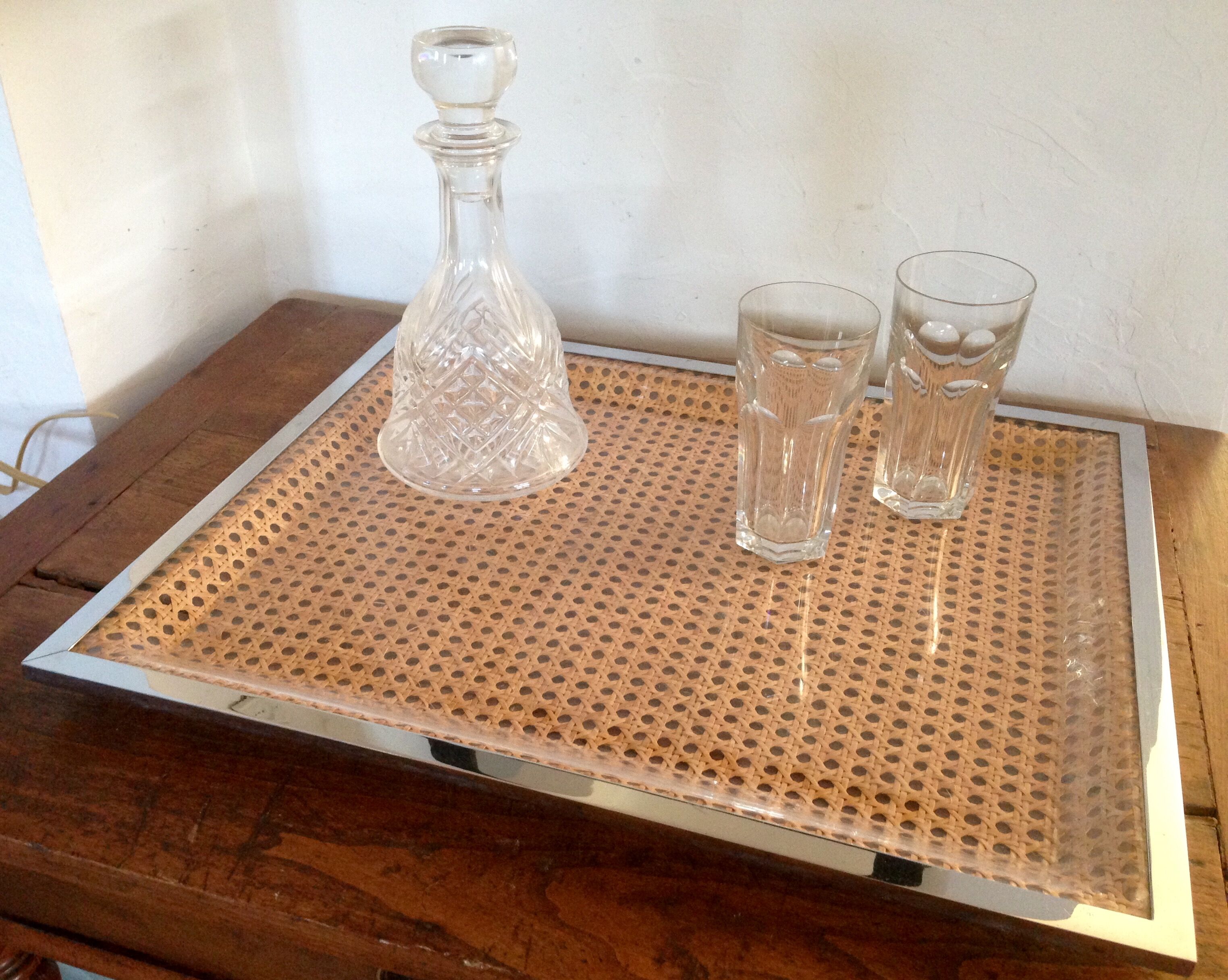 Set plexiglass and caning design 70 s