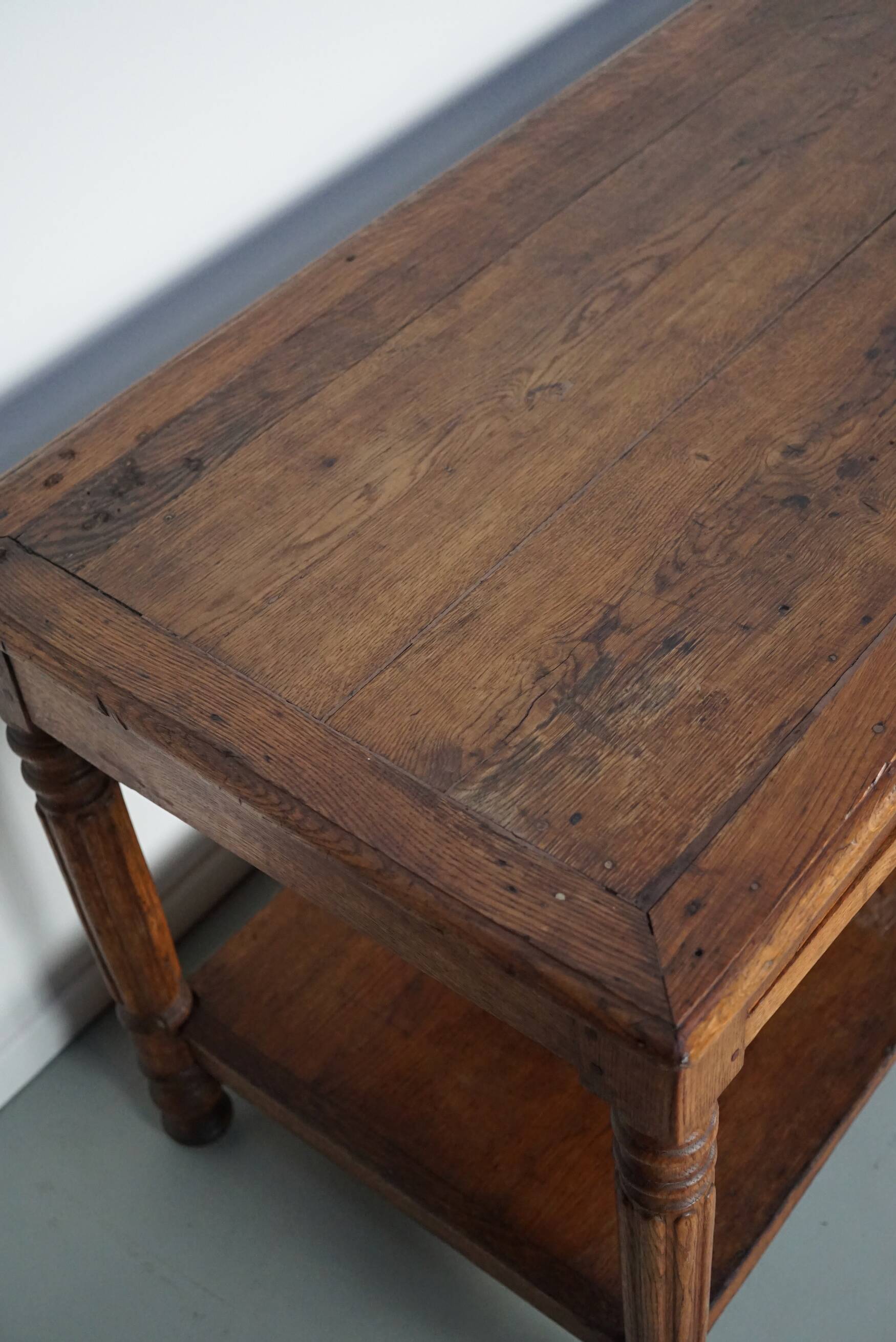 Antique oak 19th century French rustic console / drapers or side table