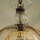 French vintage single light metal glass & acrylic crystal cage chandelier 3152