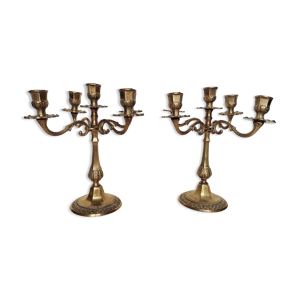 paire de chandeliers candélabres en bronze doré