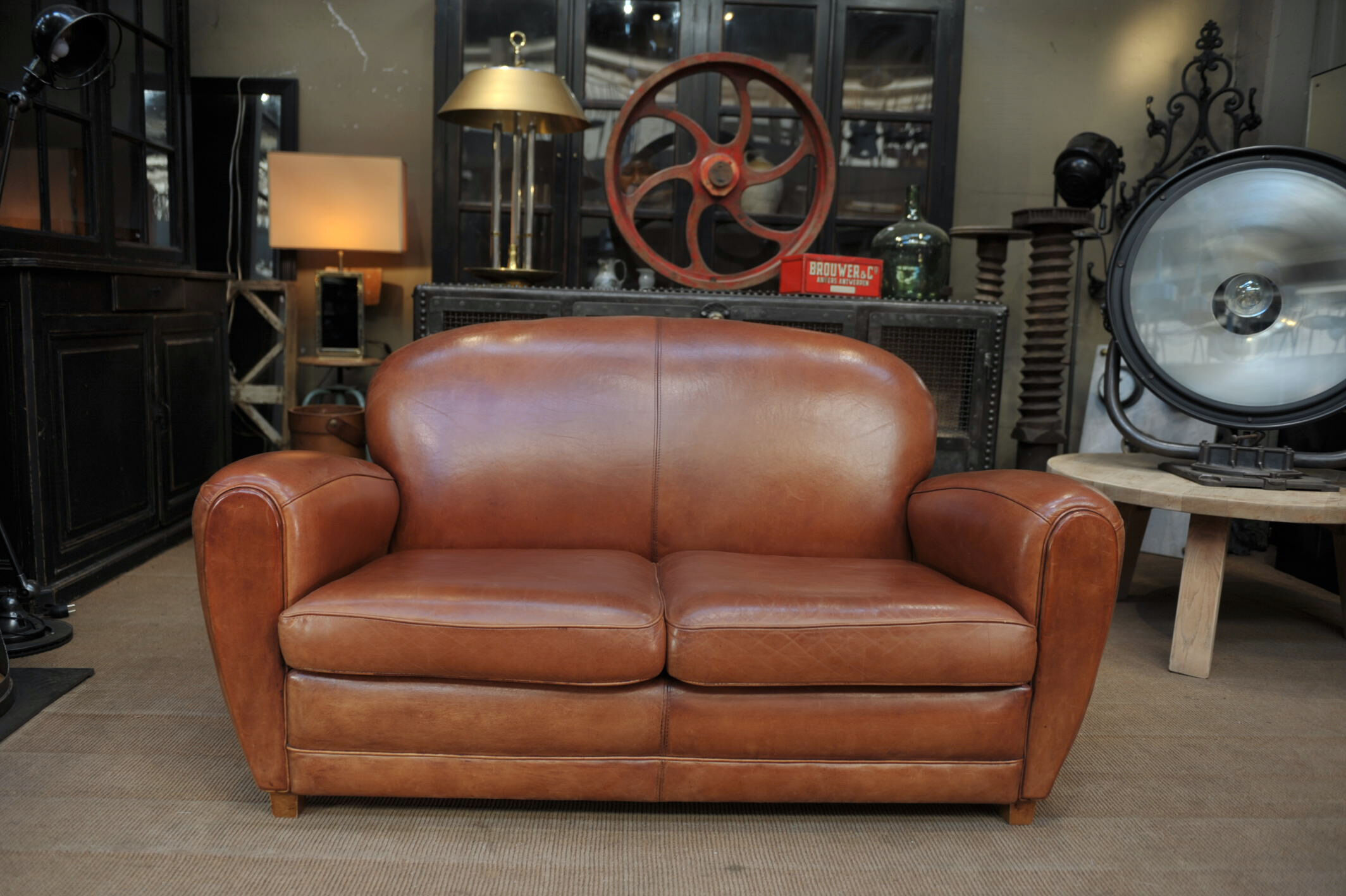 Vintage 3-seater leather club sofa