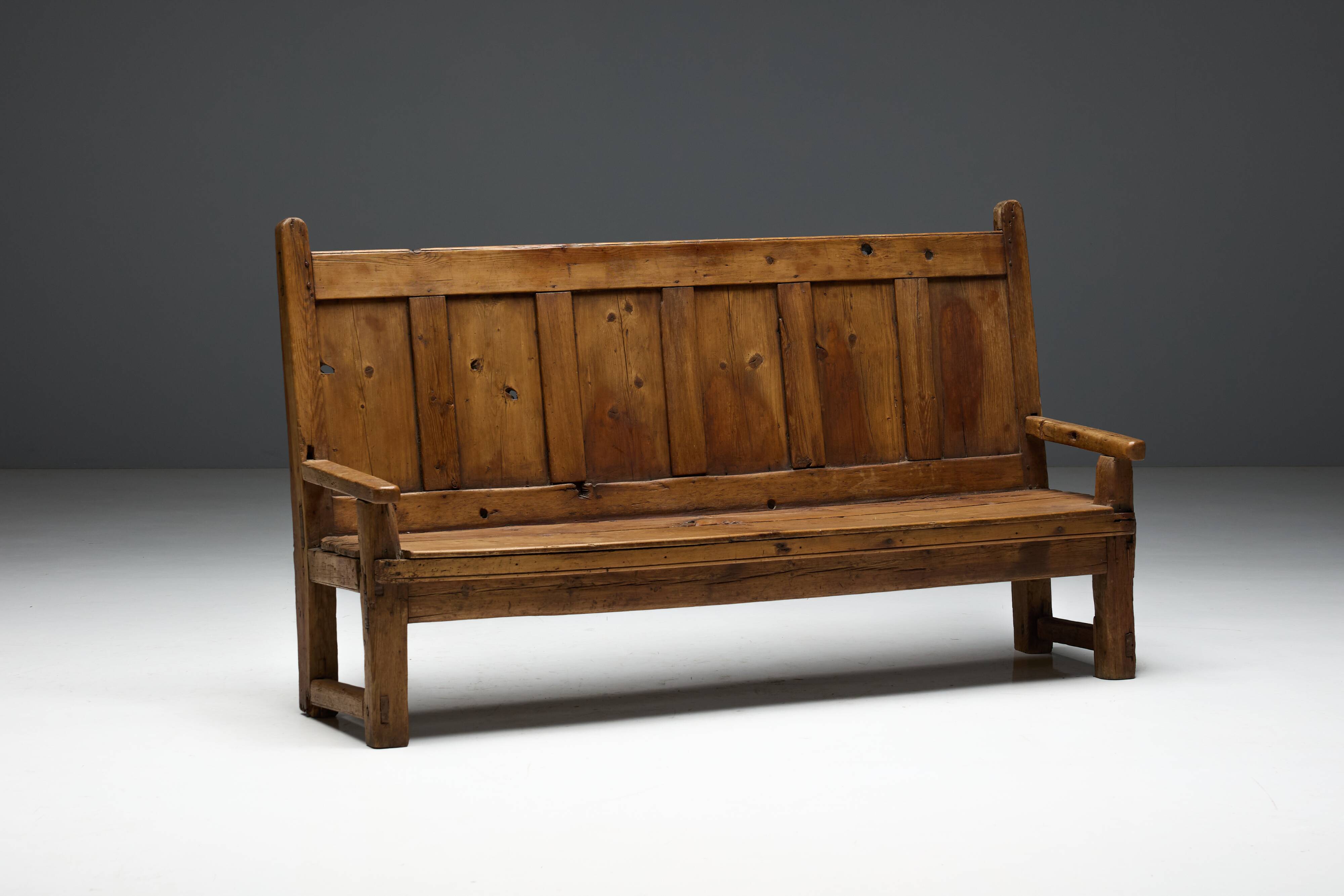 Rustic Travail Populaire Bench, France, 19th Century