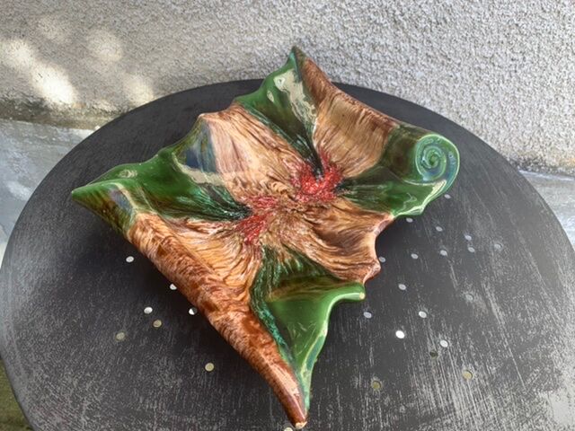 Vintage vallauris style glazed ceramic fruit cup