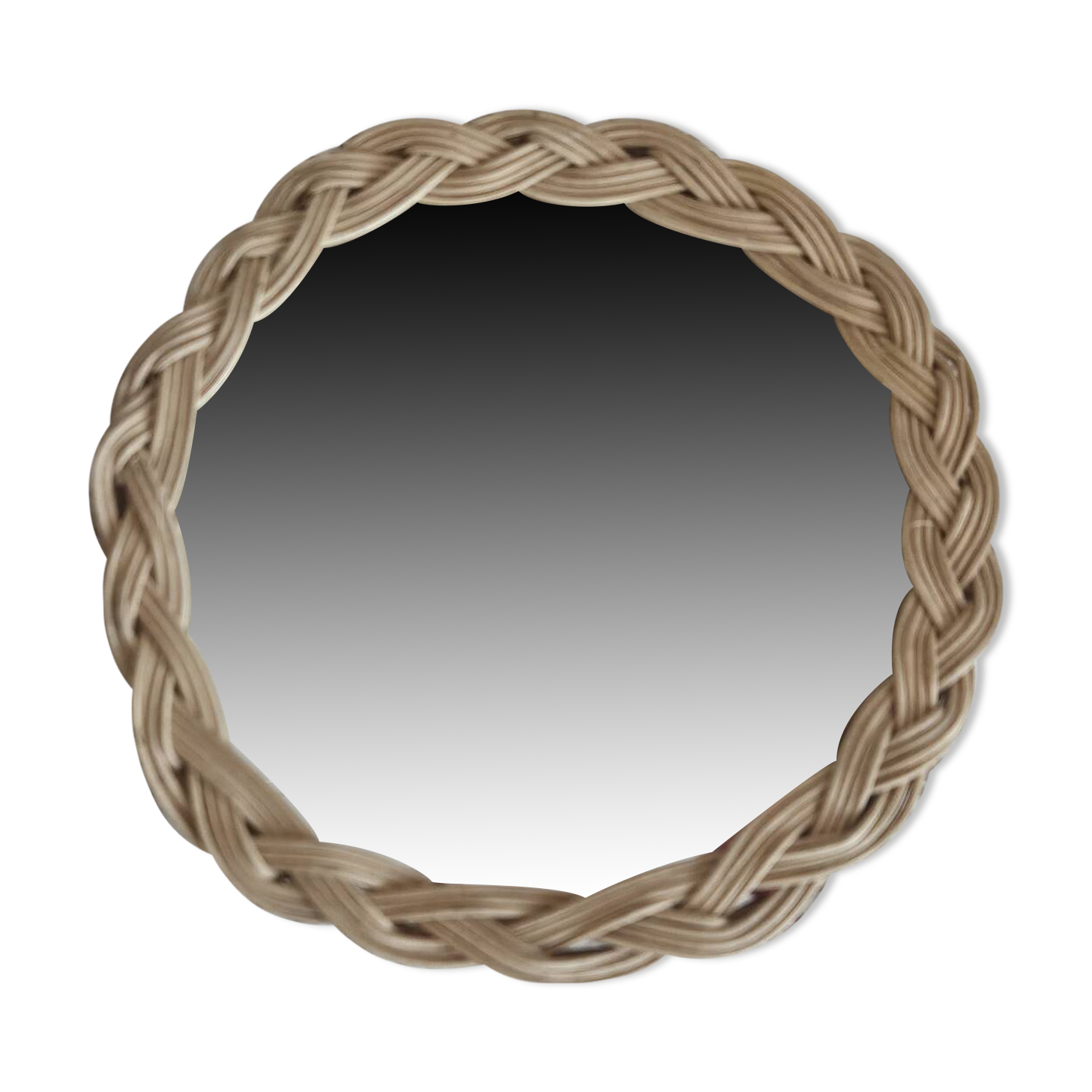 Old small round wicker mirror