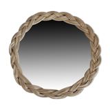 Old small round wicker mirror