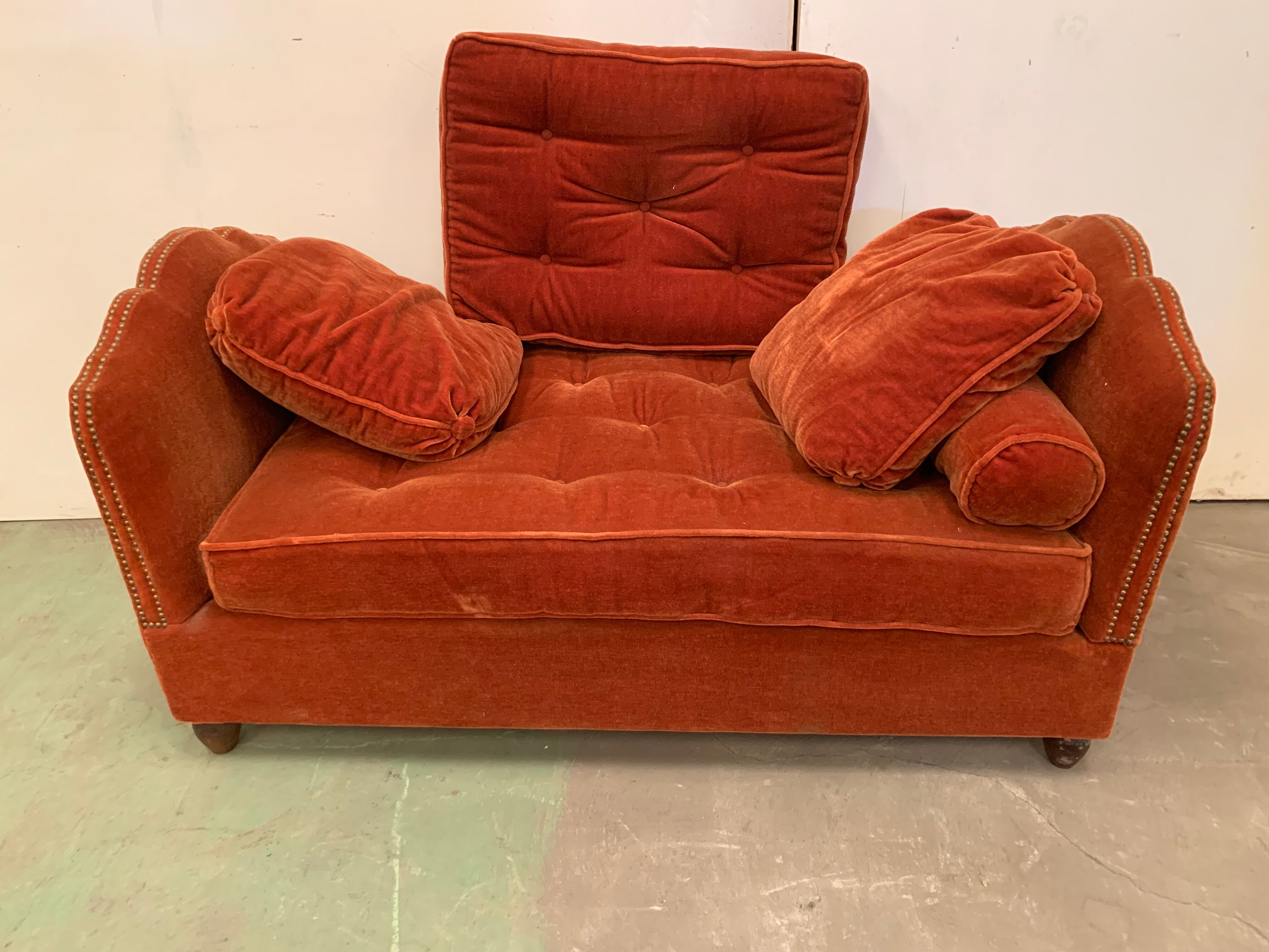Art Deco velvet bench removable side XX century