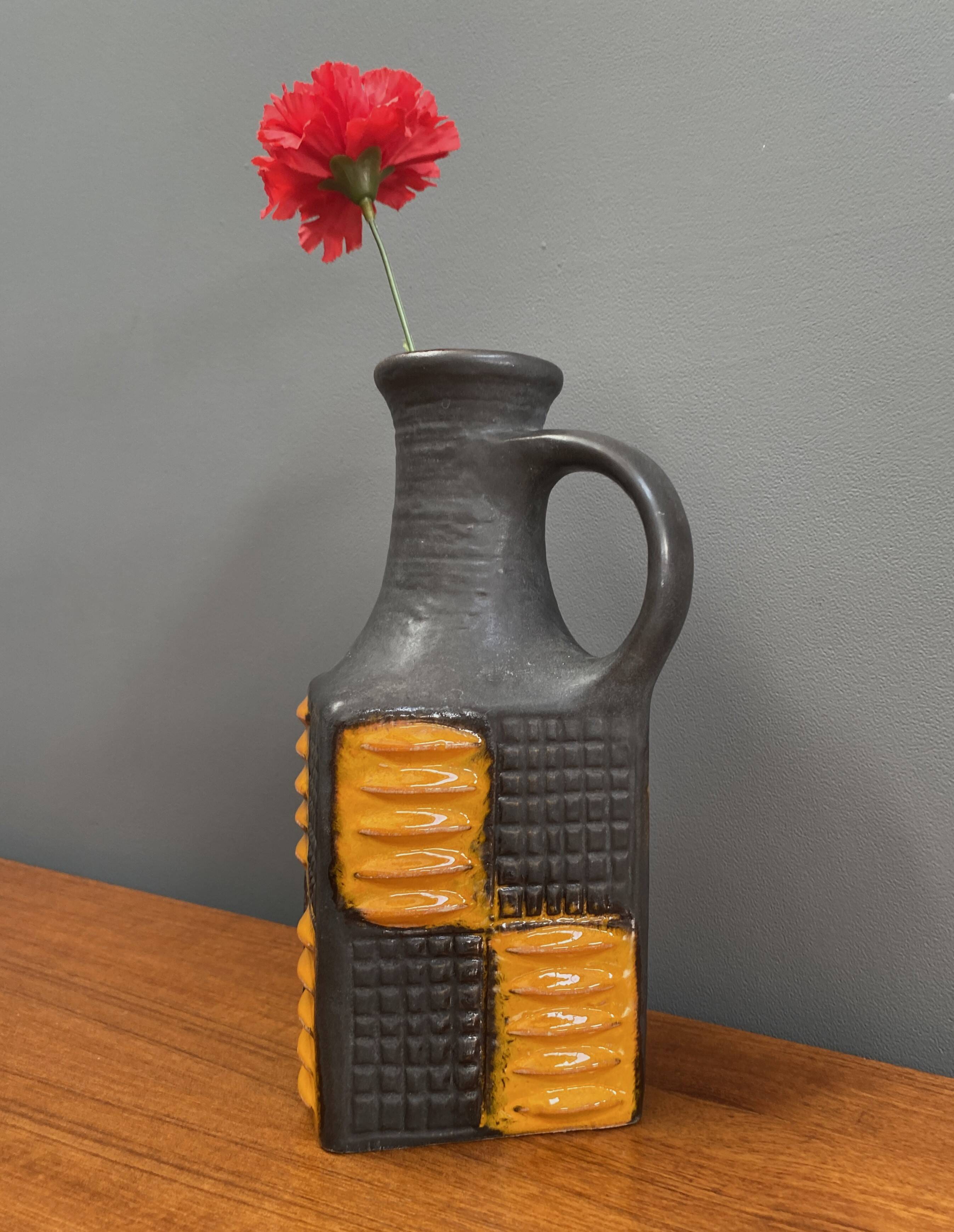 Brown and orange vase by Carstens model 7444-25  West Germany Pottery