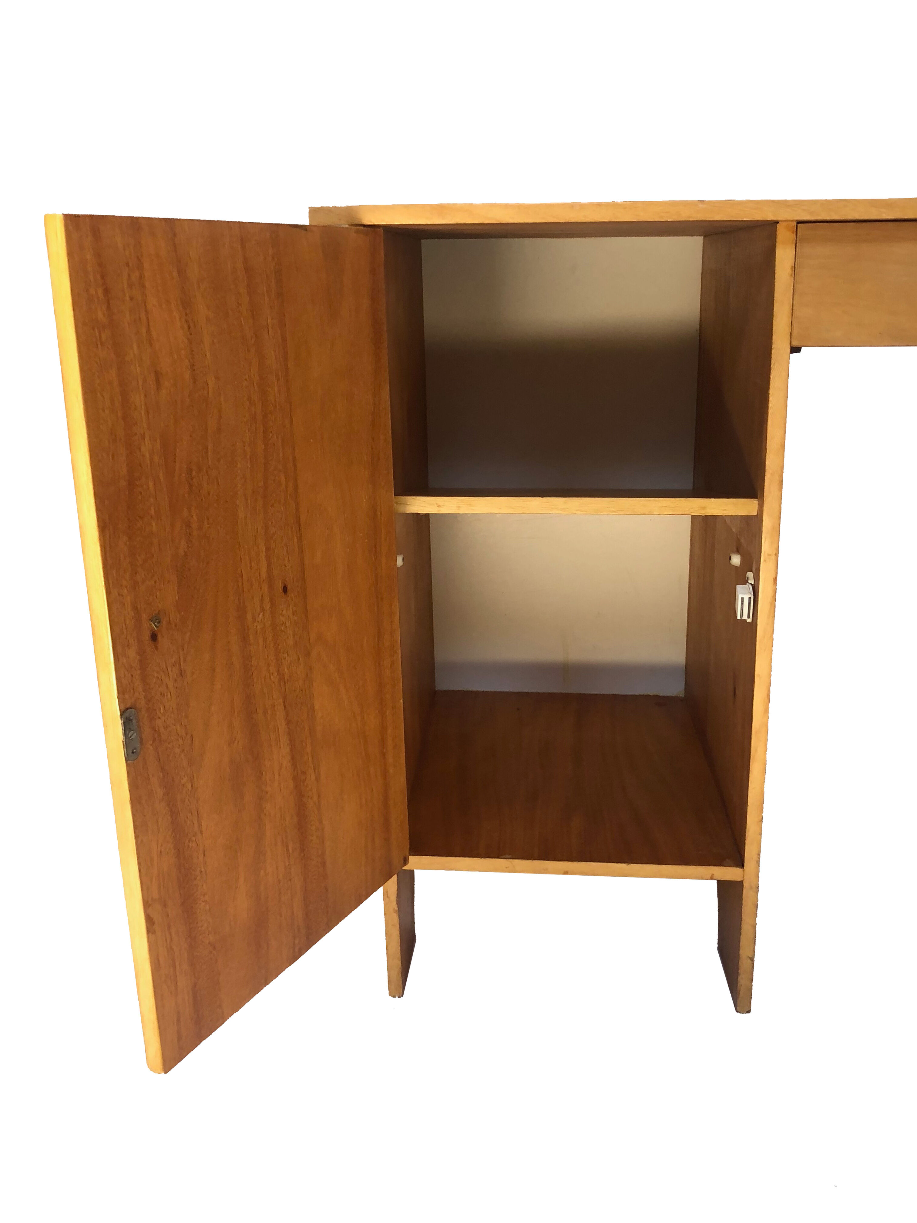 Art deco birch wood compact desk 1960