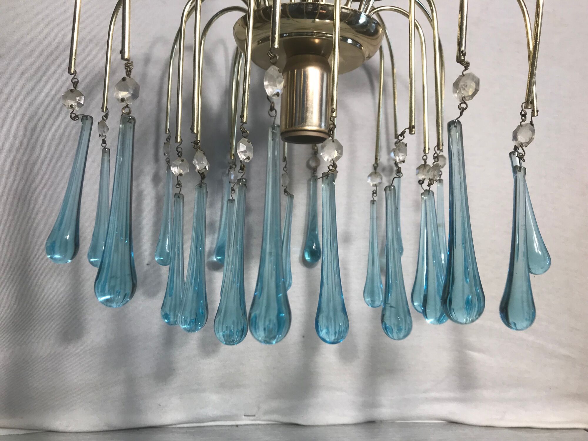 gold metal lustre - water drop vintage glass pampilles