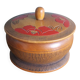 Tobacco pot, turned wooden box, chiseled and painted, 1920s or 1930s.