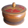 Tobacco pot, turned wooden box, chiseled and painted, 1920s or 1930s.