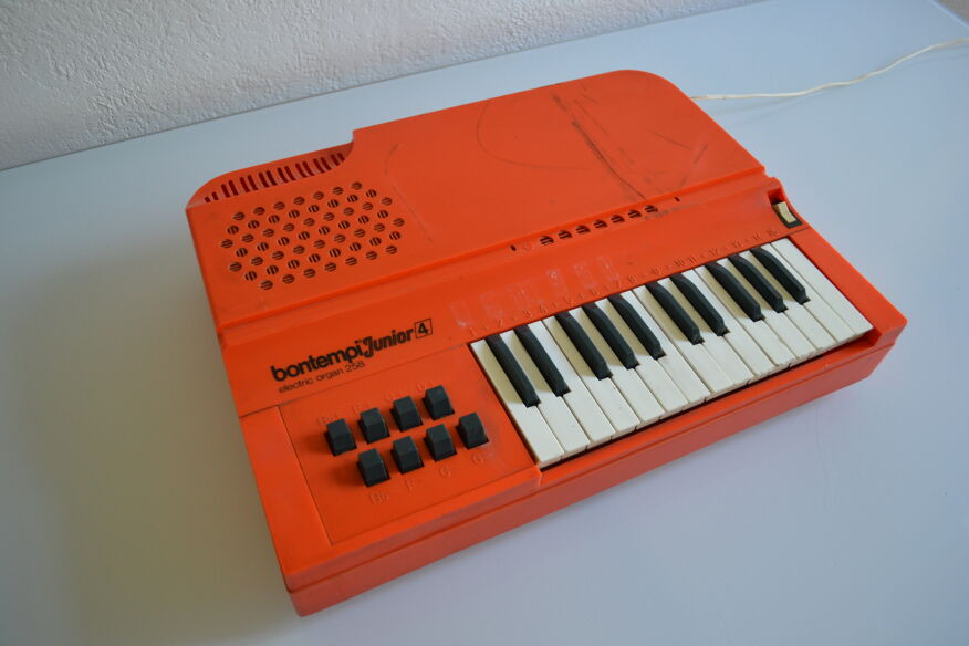 ancien petit piano enfant bontempi vintage orange