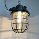 Grey Industrial Cast Iron Cage Pendant Light, 1960s