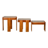 Gianfranco Frattini Nesting Tables in stained wood for Cassina and Meblo, 1