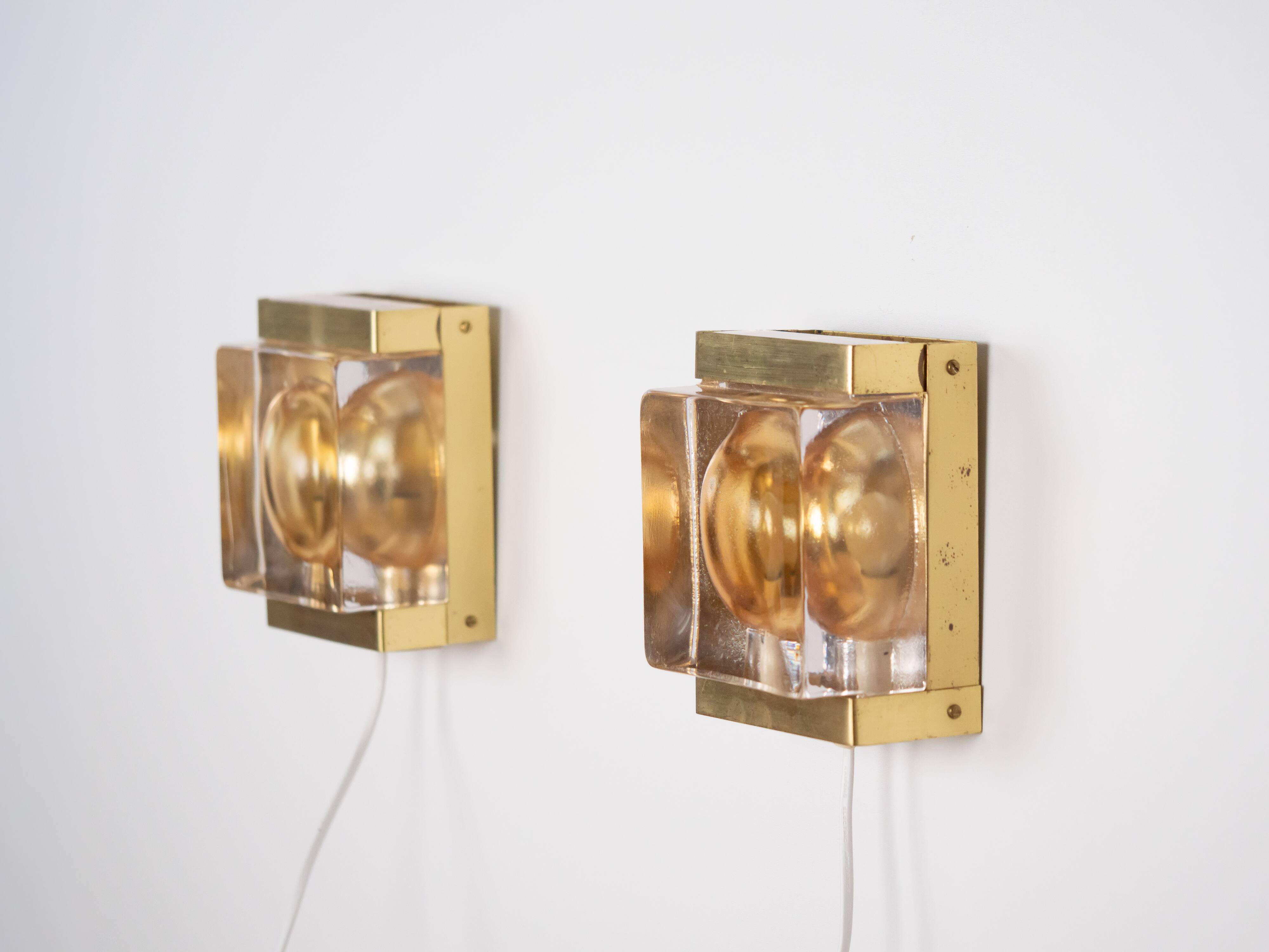 Pair of 2 Vitrika  Maritim wall lamps from 1960s