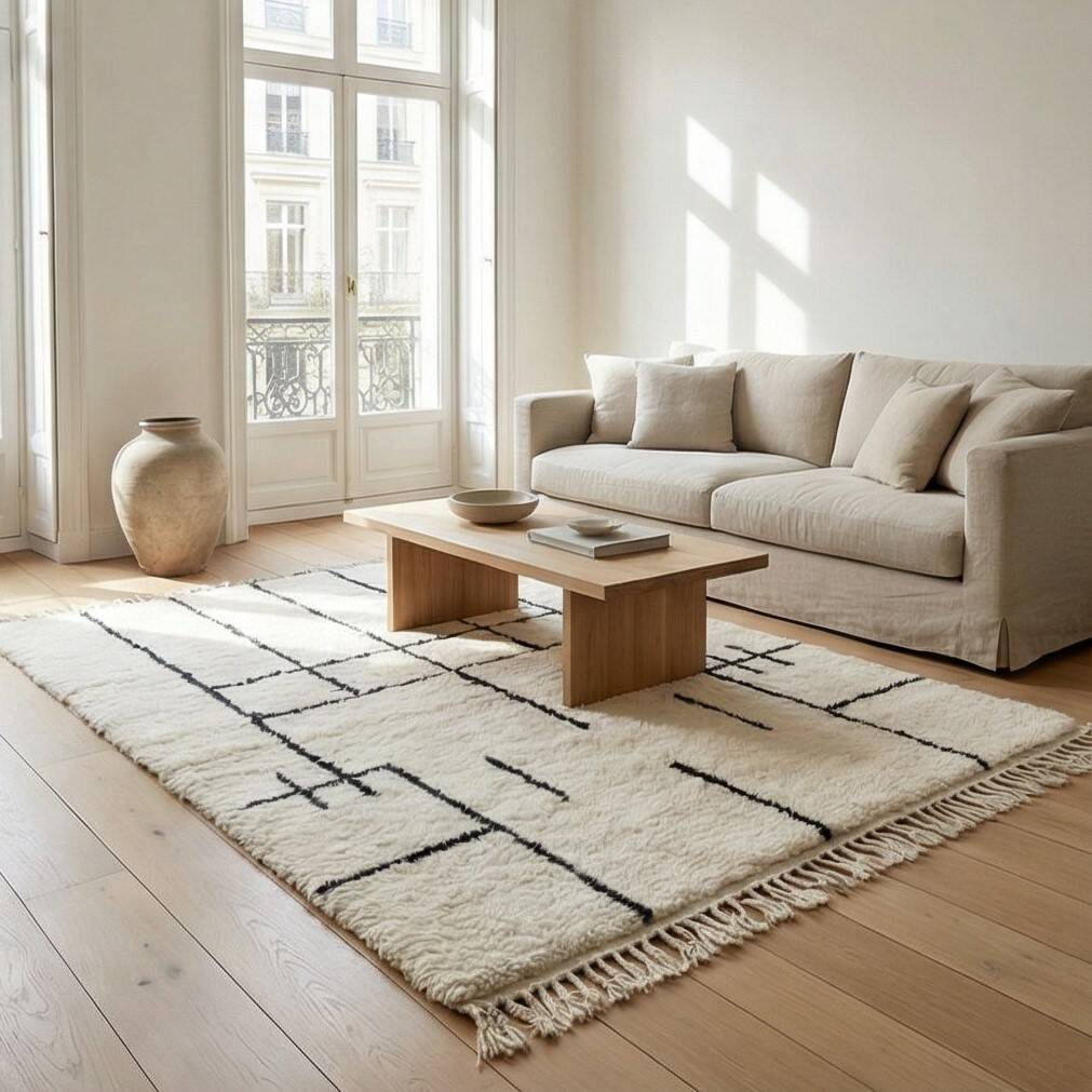 Large graphic Moroccan rug