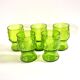 Set of 5 vintage 1970s green glass water or juice glasses FIDENZA VETRARIA Italy