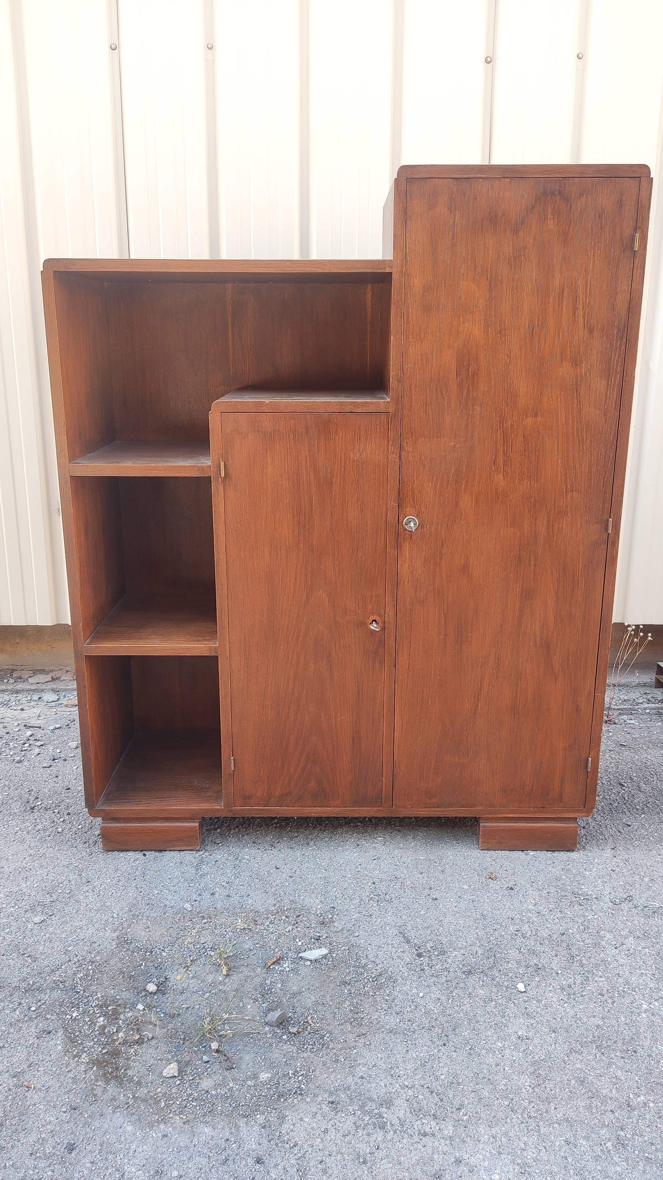 Two-door modernist shelf cabinet, art deco