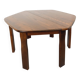 Vintage brutalist hexagonal dining table made of oak from the 1950s.
