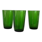 Lot 3 green Verres Vereco glasses