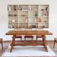 Solid wood dining table, sculpted brutalist base, 1960s.