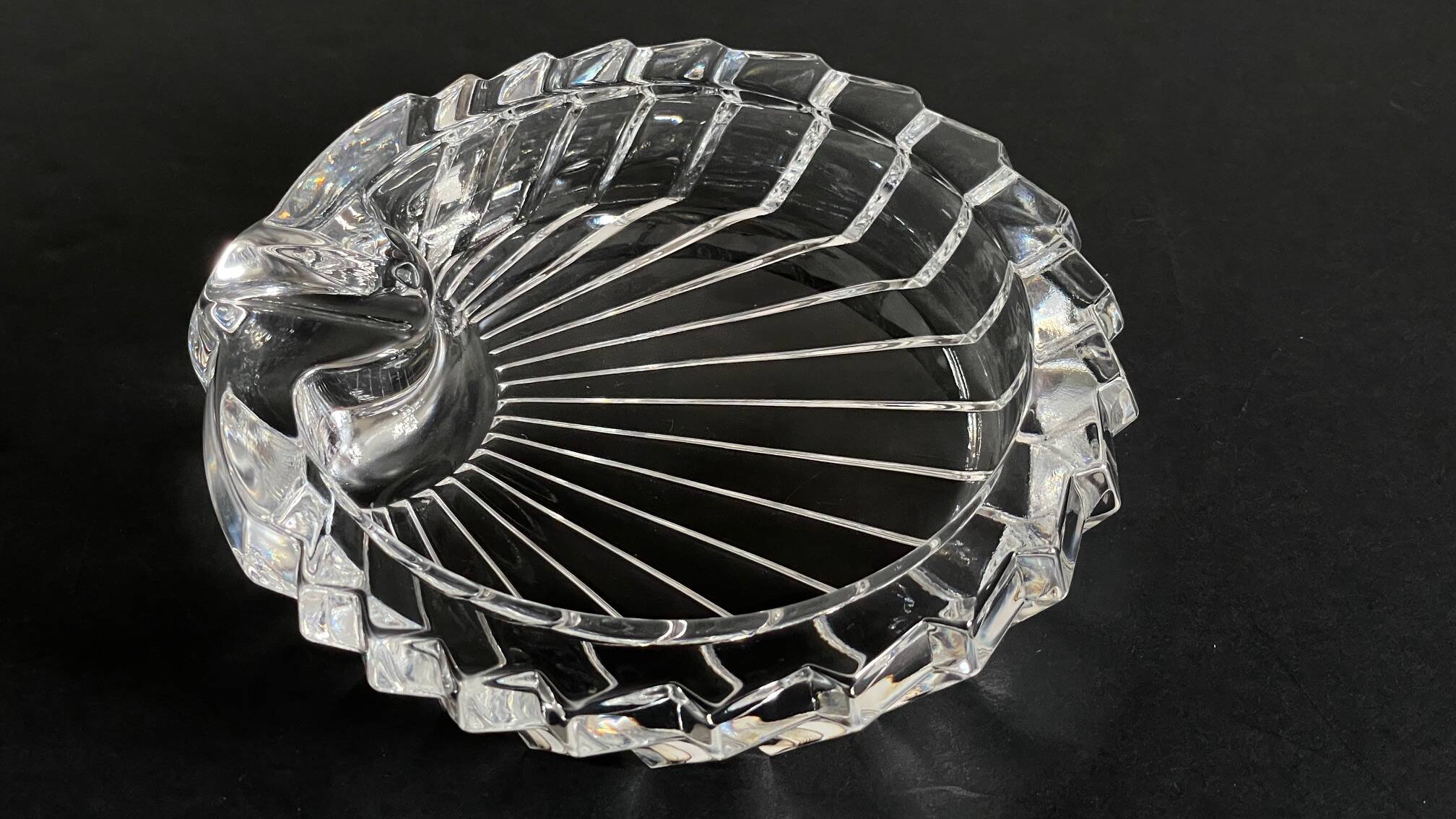 Vintage Crystal Ashtray in Seashell Shape