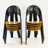 Set of 10 Danish Stacking Chairs in Beech