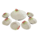 Vintage hollow dish and its 6 strawberry slip bowls
