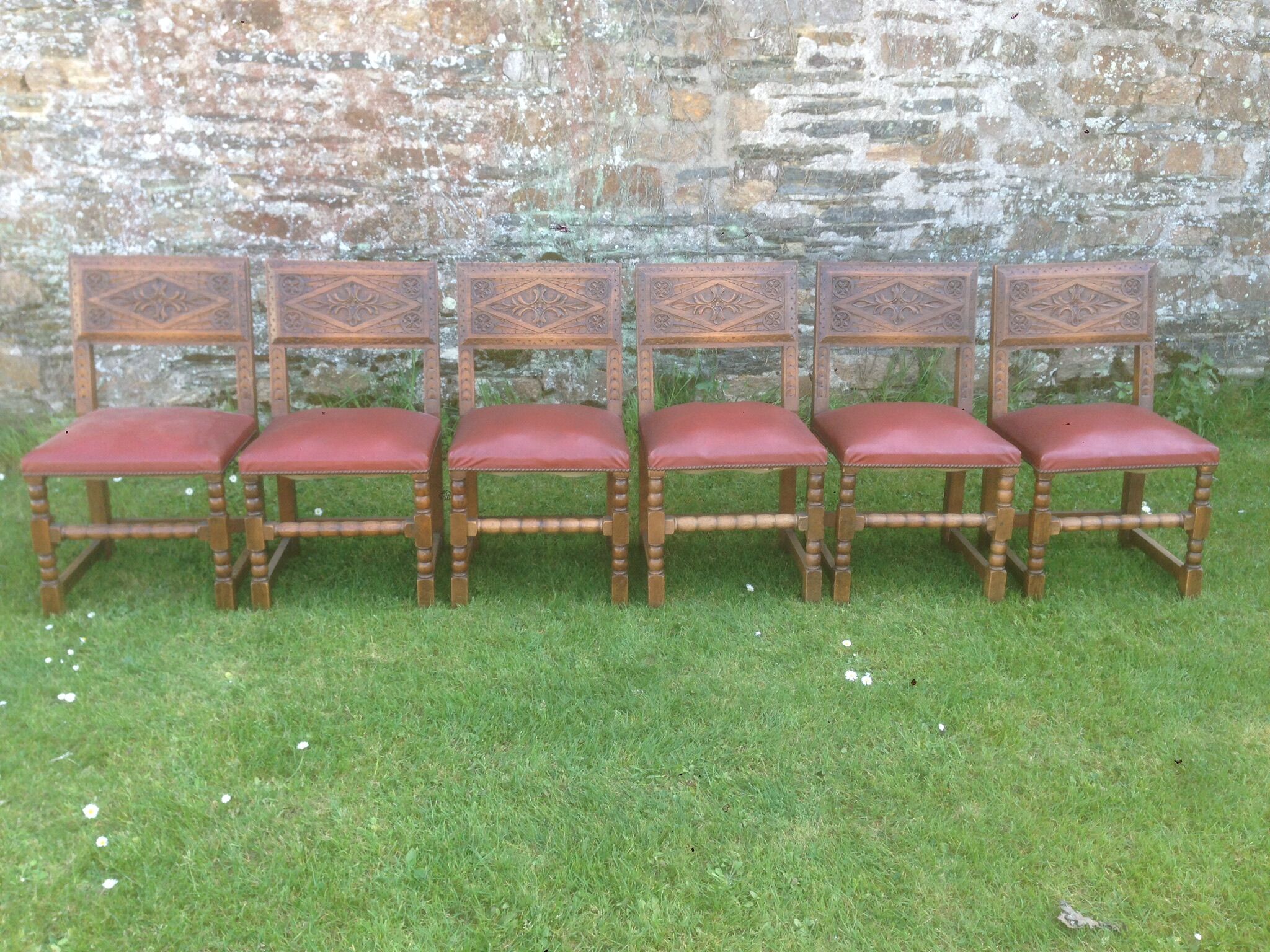 Rustic old oak chairs