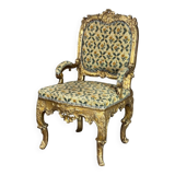 Remarkable small armchair in carved and gilded wood, Venice, early 18th century
