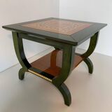 Unique Italian Green Aniline and Maple Coffee Table