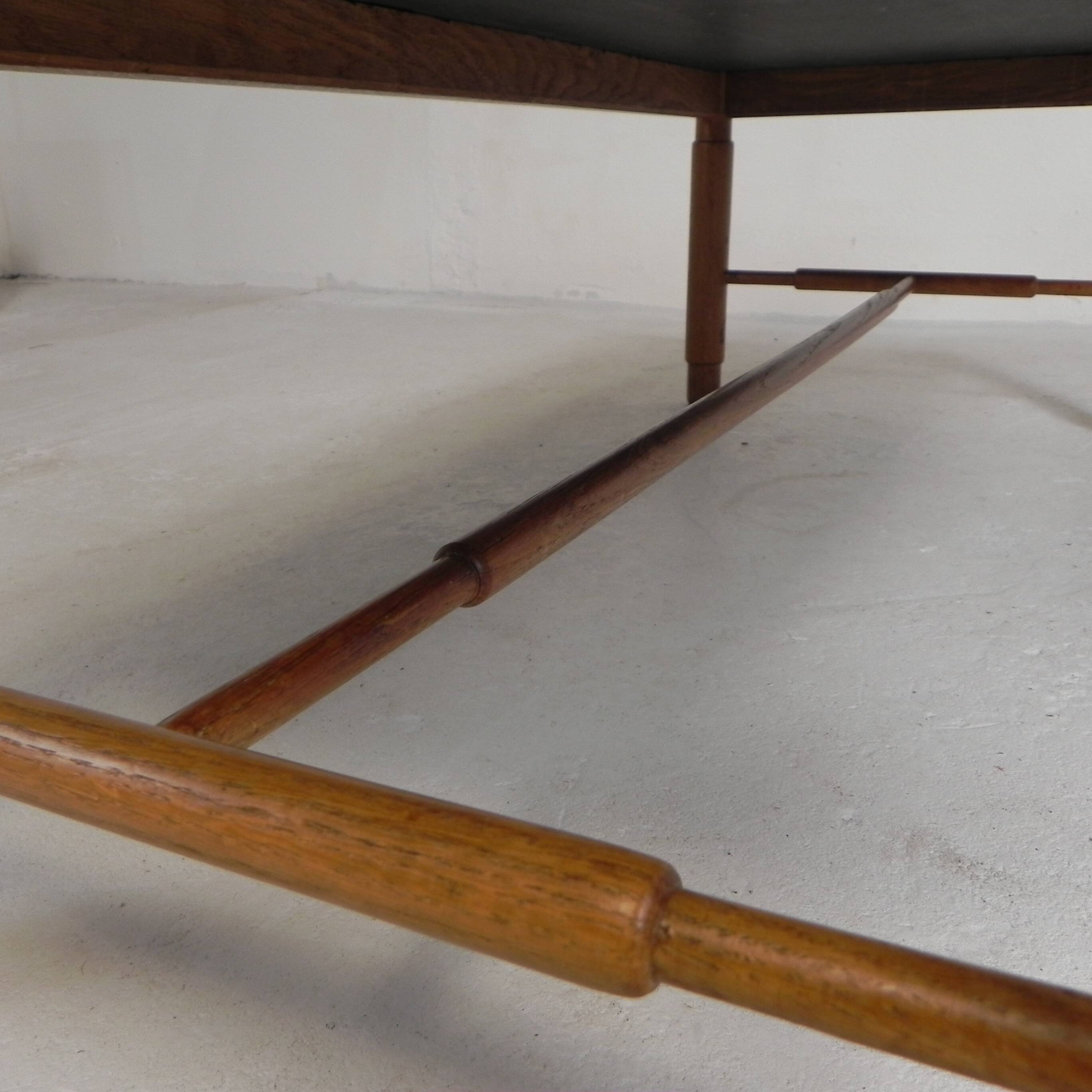 Vintage oak coffee table with a slate top in an oak frame, 1960s.