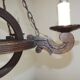 French vintage rustic 4 light wheel chandelier hand