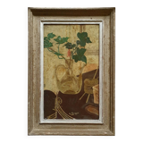 Tableau ancien nature morte avec vase de lierre signé George Braque