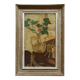 Antique still life painting with vase of ivy signed George Braque