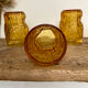 4 vintage amber glasses