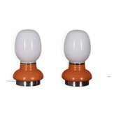 Lampes de table en verre vintage italien, années 1970, ensemble de 2