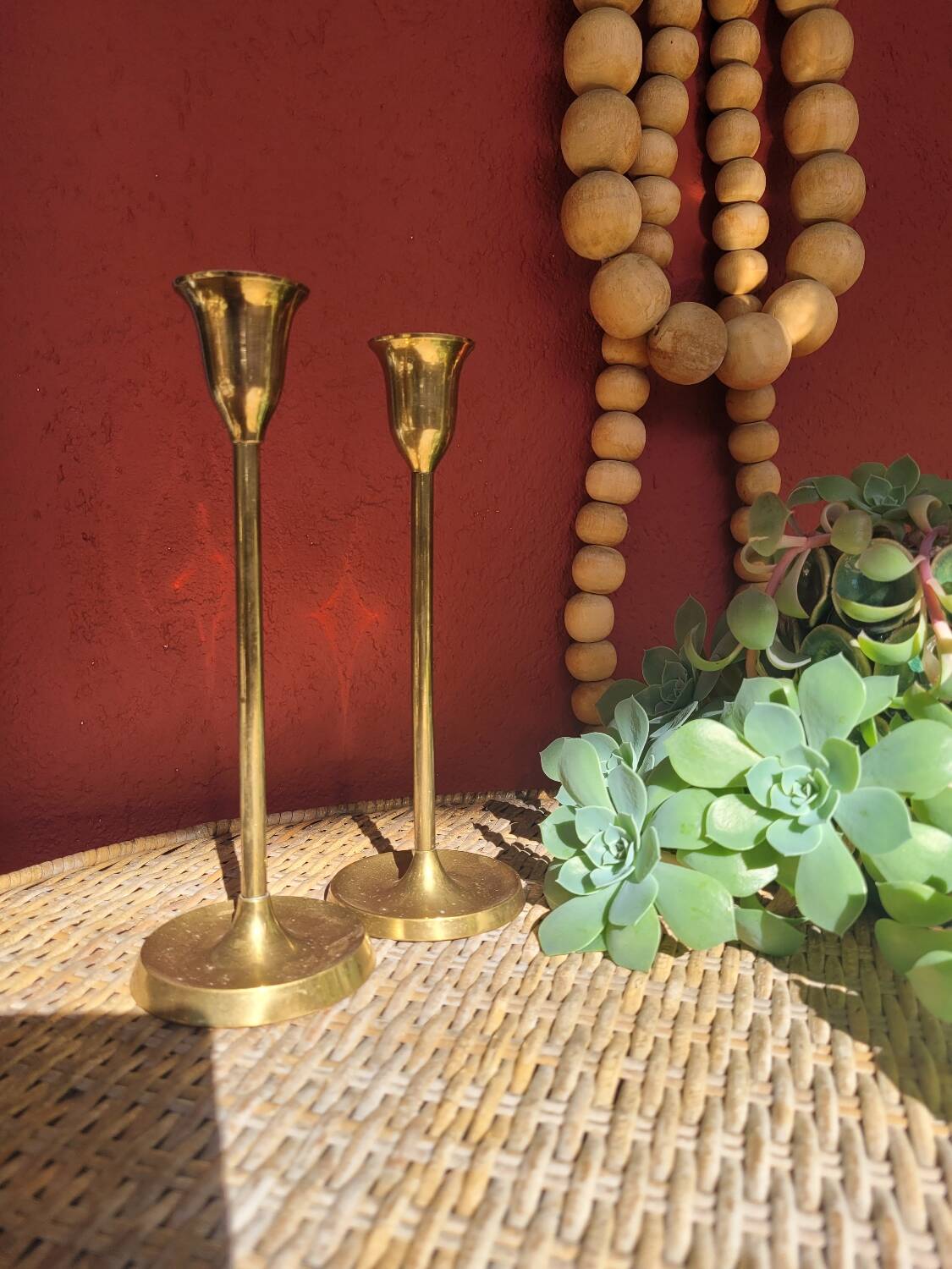 Pair of antique brass candlesticks