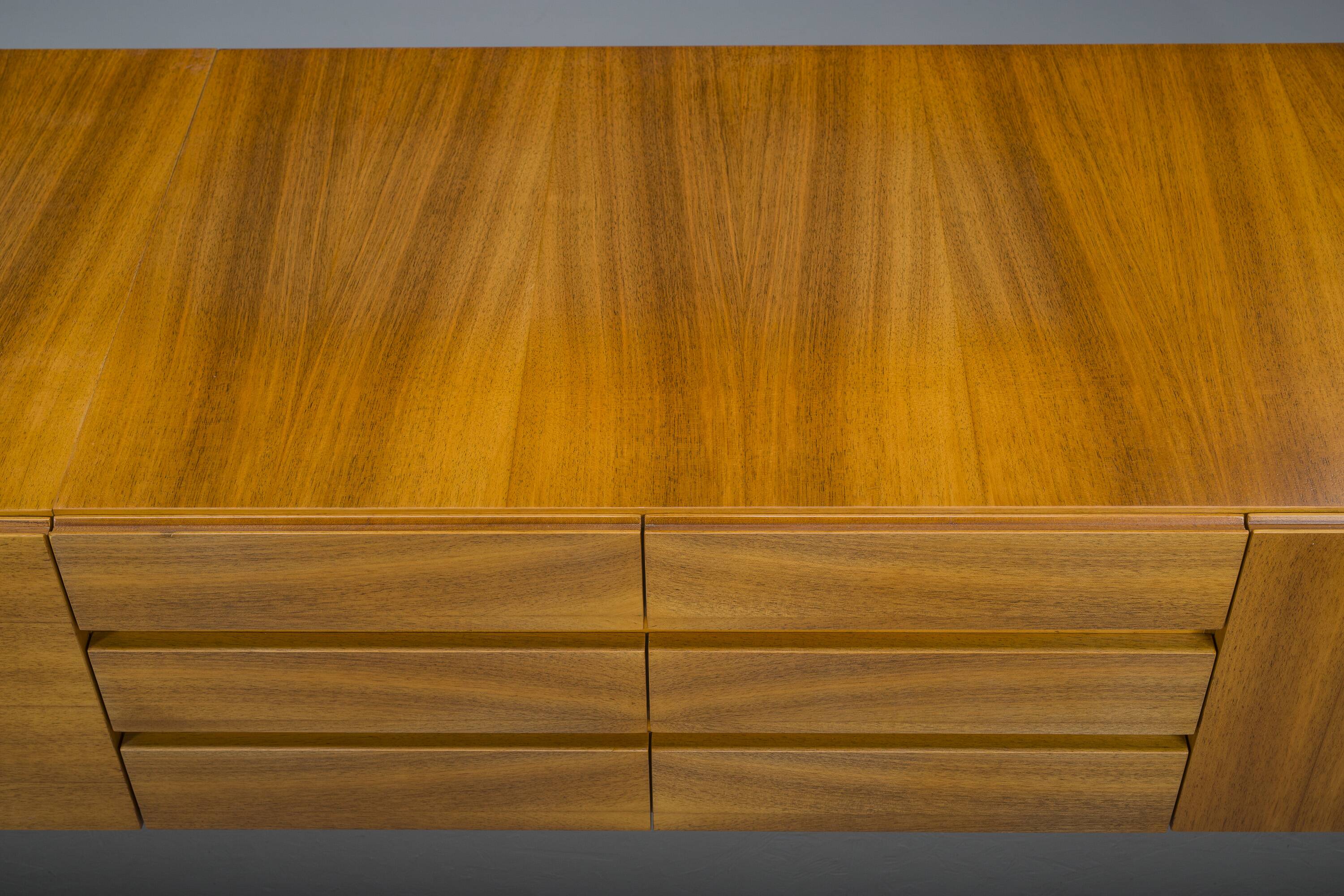 Mid-Century Wall Unit Cabinet and Sideboard in Walunt, 1970s, Set of 2