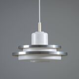 Doria pendant in opal glass with decorative aluminium discs