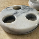 Series of 5 vintage candle holders in Carrara marble