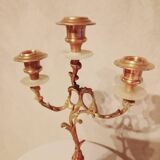 Brass and stone chandelier