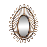 Almond rattan mirror from the 1960s