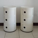 Pair of vintage white plastic modular cabinets by Anna Castelli Ferrieri for Kartell 1970s