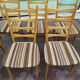 Set of 6 light wood chairs with vintage Scandinavian fabric