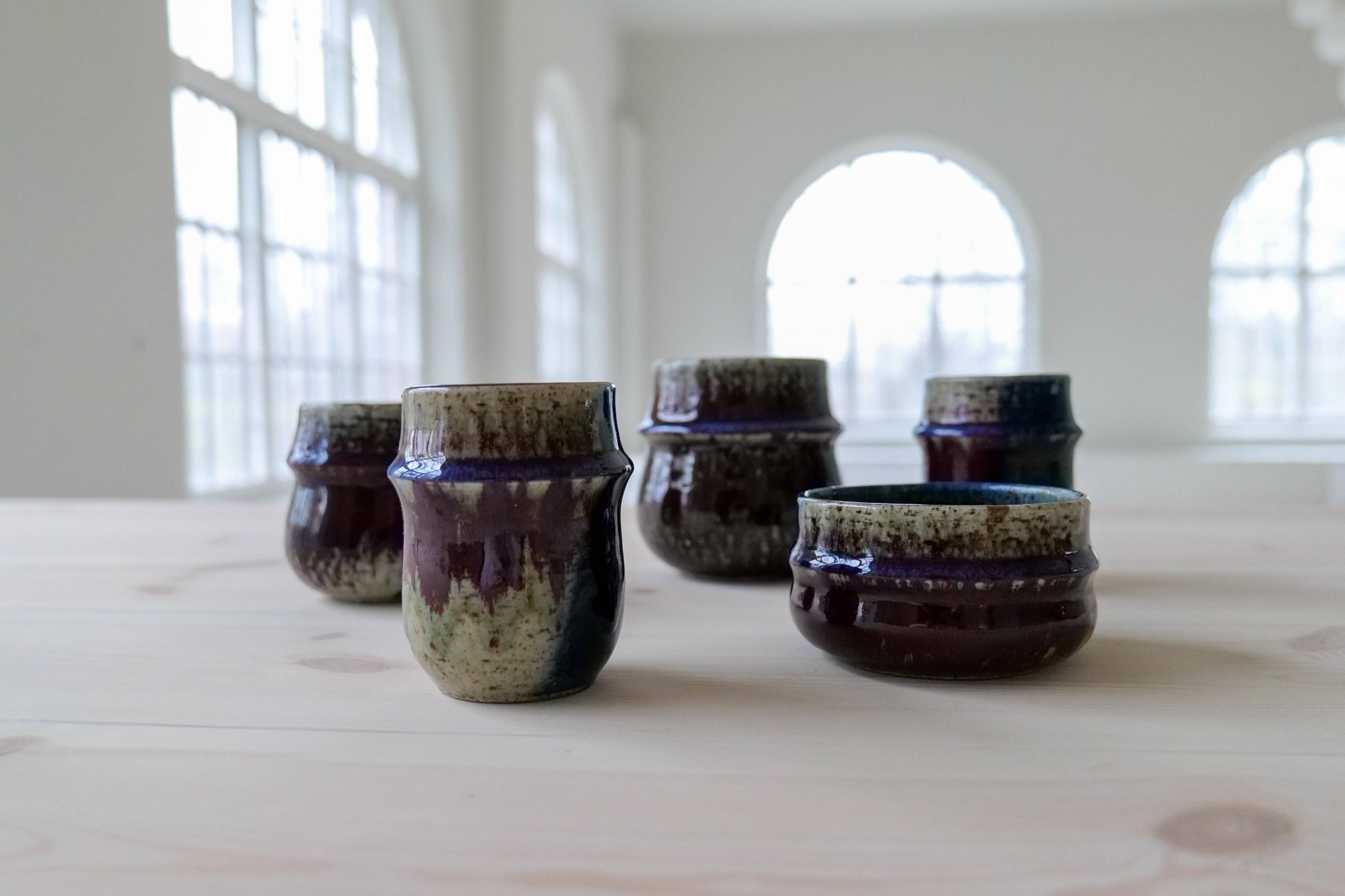 5 Pièces en Grès Rörstrand Sylvia Leuchovius, années 1970