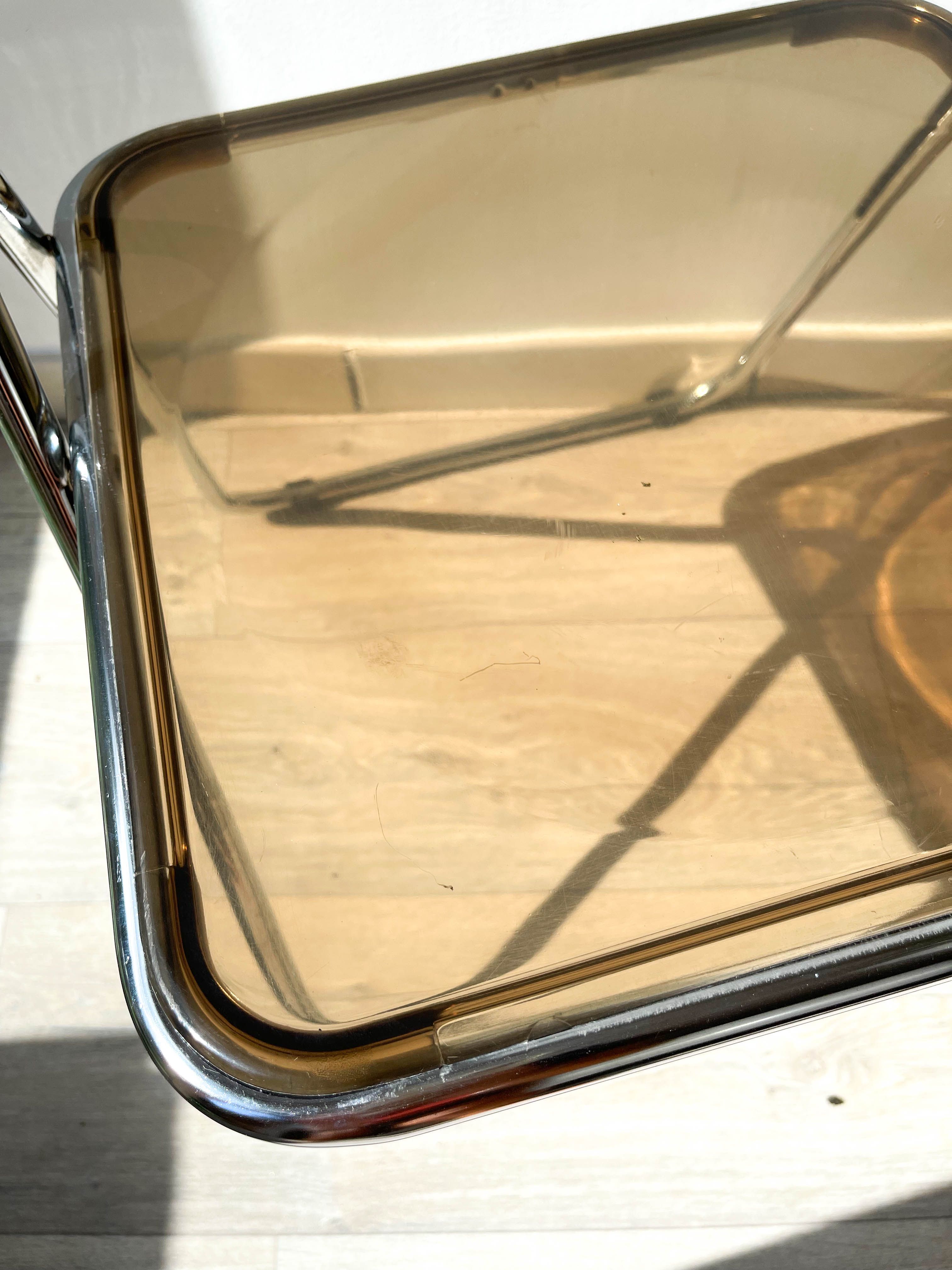 Folding chair chrome and plexi smoked 70s