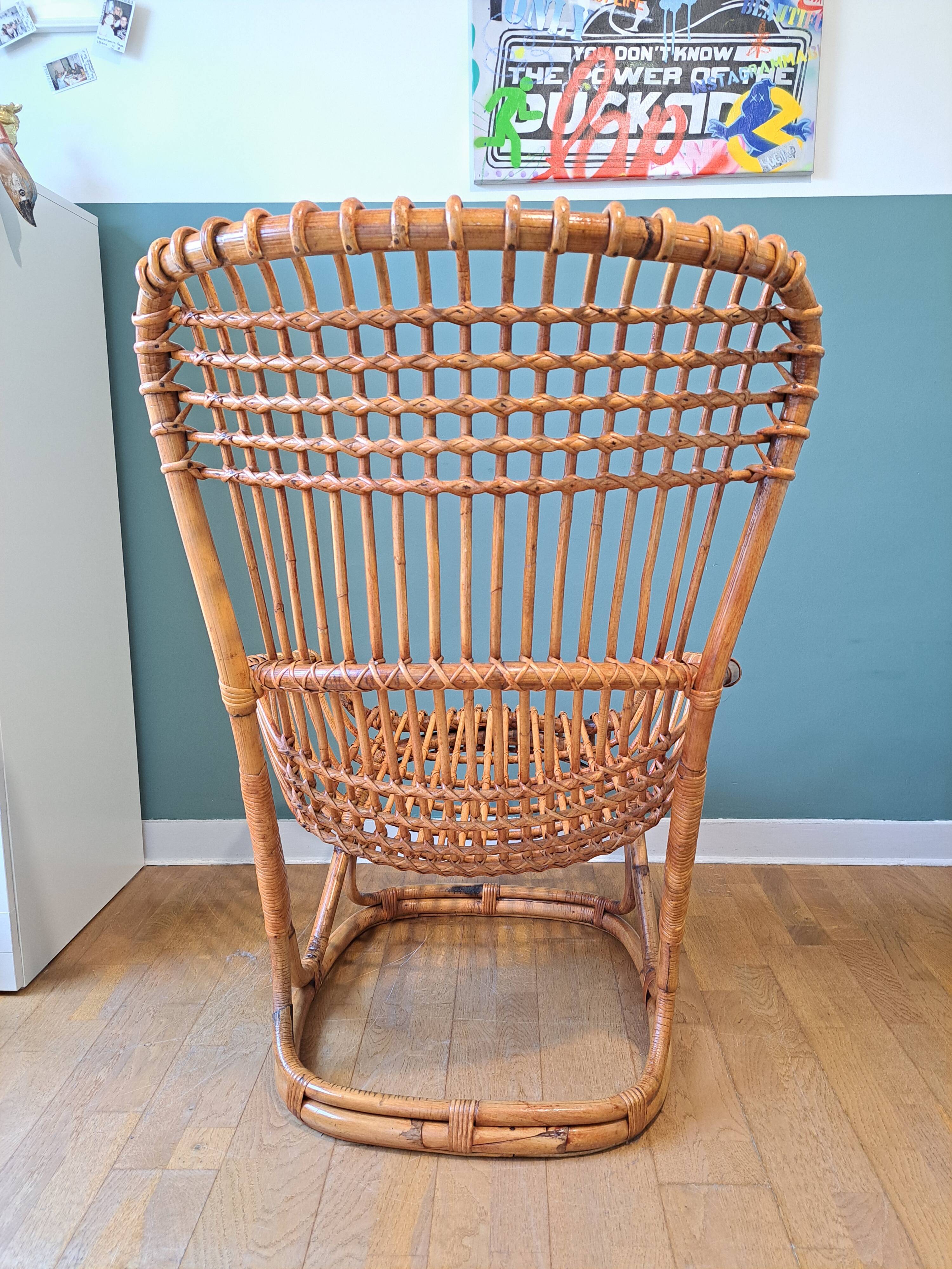 Fauteuil en rotin par Tito Agnoli