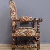 Ornamental armchair in oak, Louis XIII style – Early 20th century